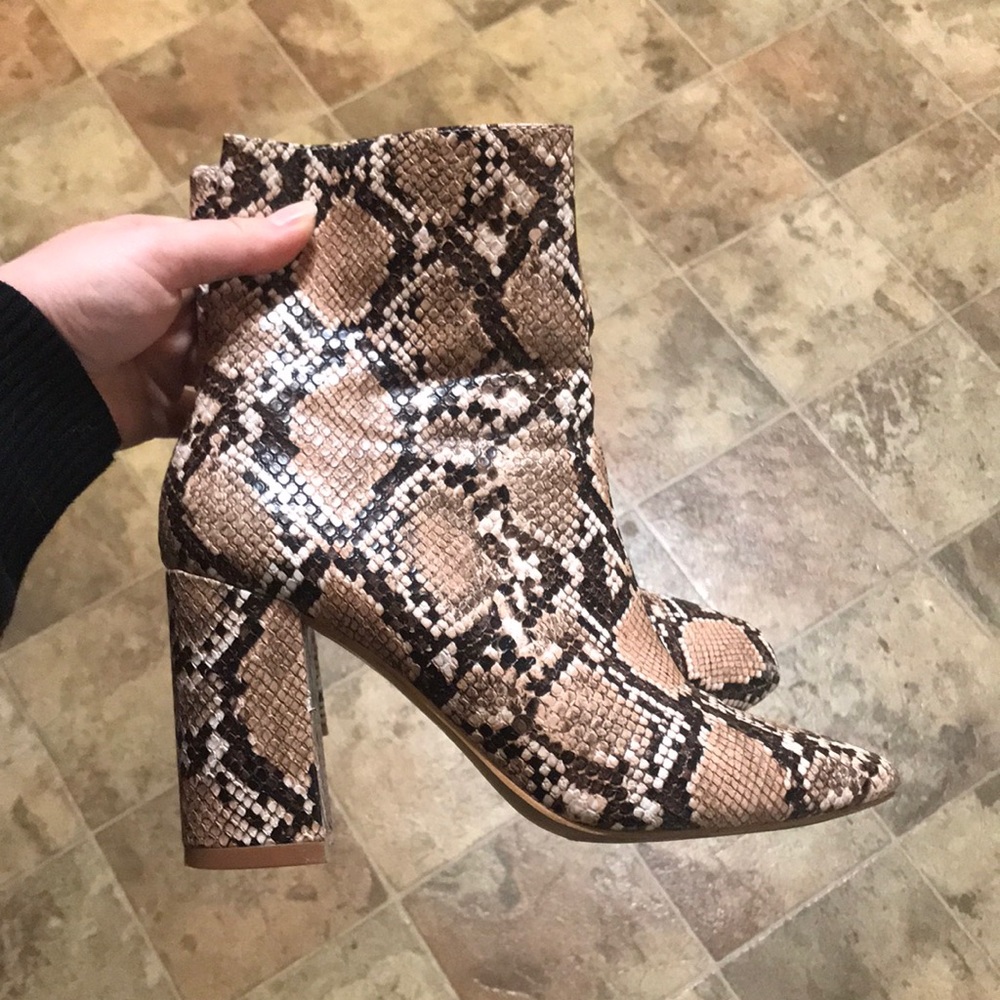 Snakeskin booties